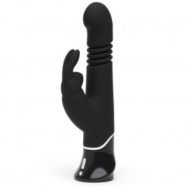 Черный хай-тек вибратор Greedy Girl Thrusting Rabbit Vibrator - 22,8 см.