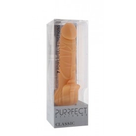 Телесный вибратор с лепестками в основании PURRFECT SILICONE CLASSIC 7INCH FLESH - 18 см.